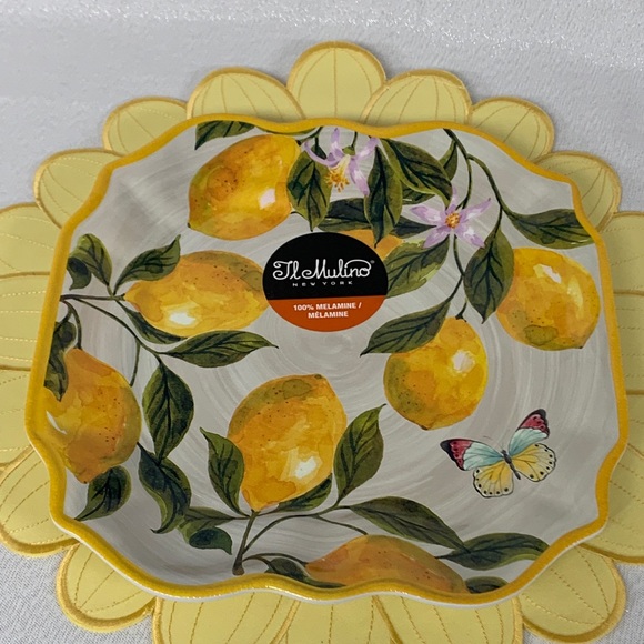 Il Mulino Lemons Melamine Square Dinner Plates - Set of 4 - Picture 7 of 7